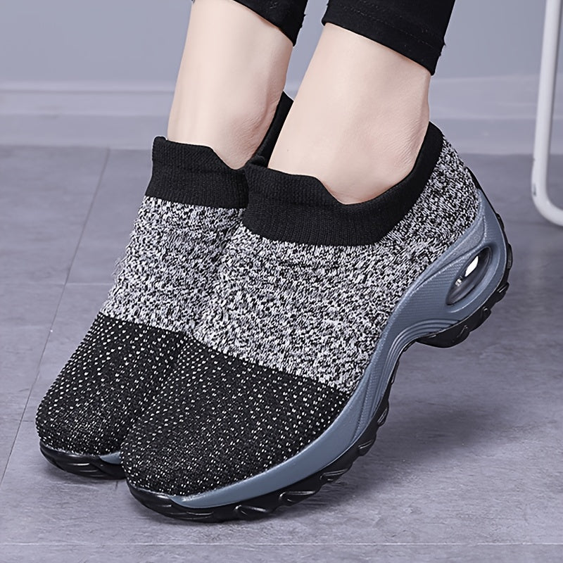 Women's Slip-On Knit Casual Sneakers with Air Cushion Sole