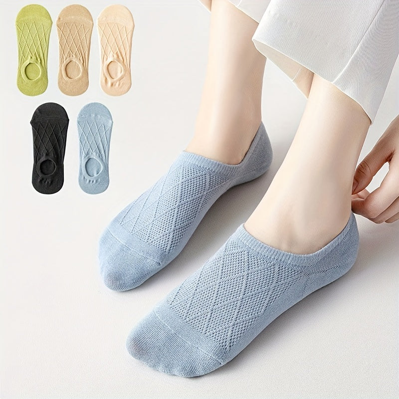 5 Pairs Soft Argyle No Show Socks Women's Low Cut Ankle Stockings