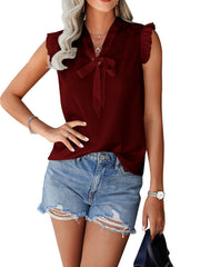 Women's V Neck Solid Sleeveless Cami Top