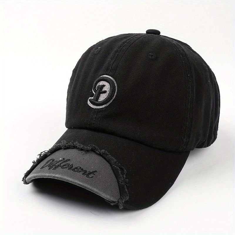 Adjustable Summer Mens Peaked Cap with Frayed Embroidery