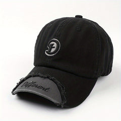 Adjustable Summer Mens Peaked Cap with Frayed Embroidery