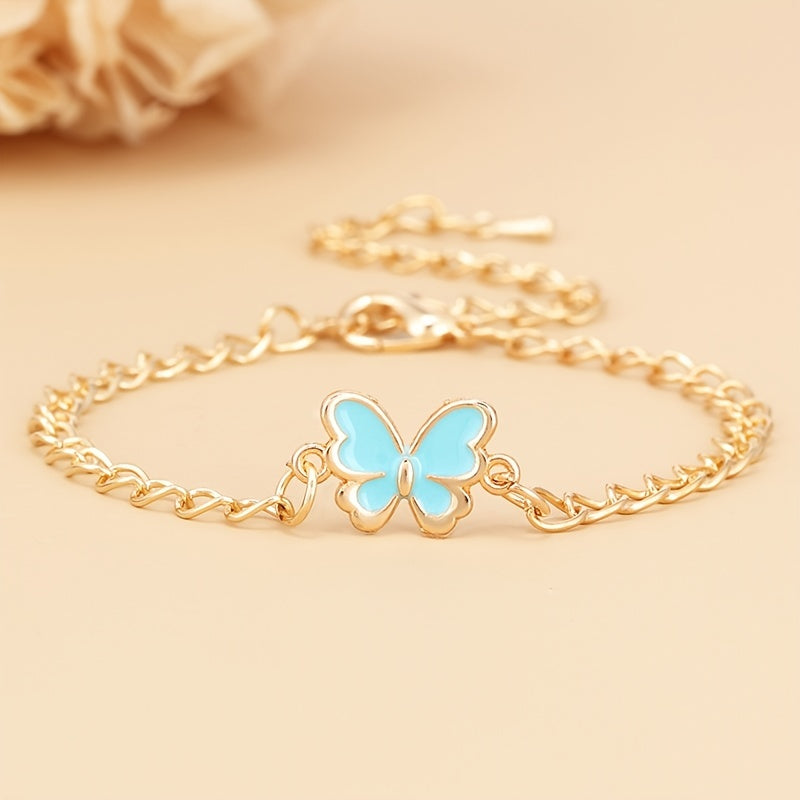 Butterfly Pendant Chain Bracelet Adjustable Minimalist Jewelry for Women