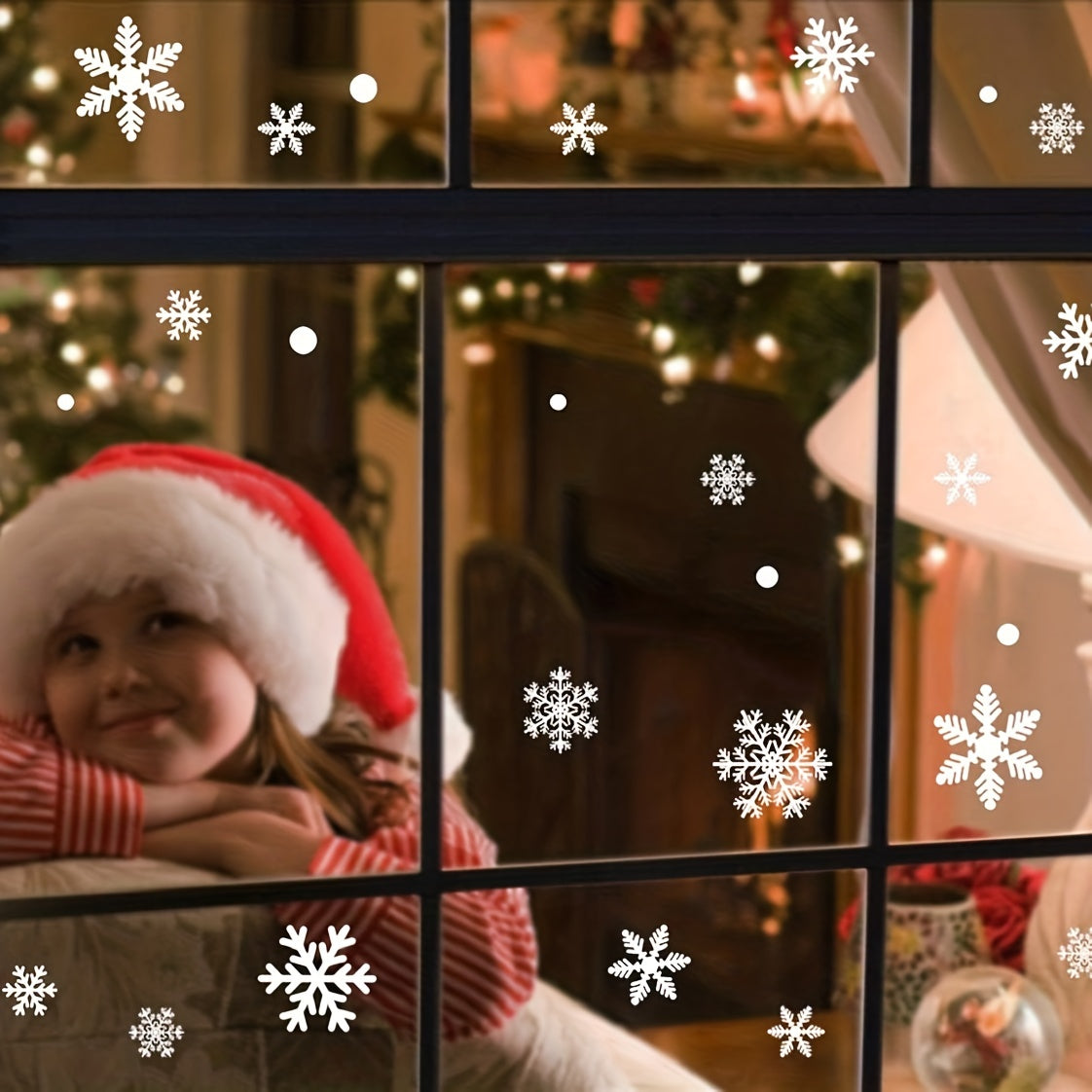 Christmas Snowflake Hanging Wall Decal - Window Stickers for Bedroom Mall