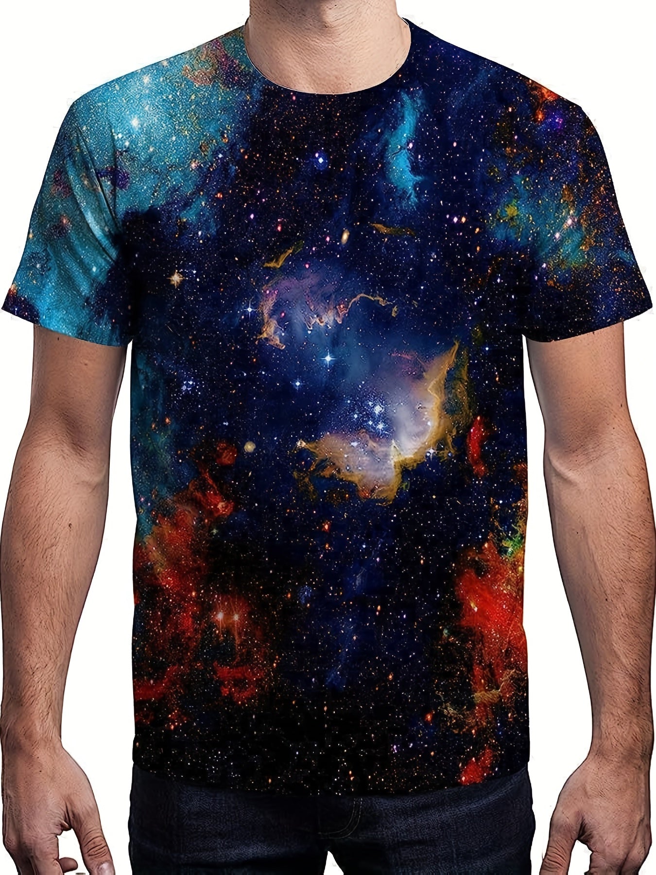 Men's Starry Sky Graphic Novel Shirt Comfy Tee for Outdoors