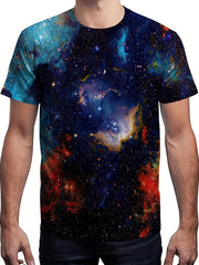 Men's Starry Sky Graphic Novel Shirt Comfy Tee for Outdoors
