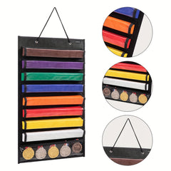 1pc Martial Arts & Taekwondo Belts Organizer - Holds 8 Belts & 5 Medals