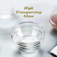 6pcs Glass Round Bowl Mini Meal Preparation Bowl Stackable Utensils Bowl
