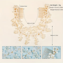 Flower & Faux Pearl Hair Comb Bridal Wedding Headwear