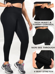 2 Pack Plus Size Fleece Lined High Rise Fitness Leggings