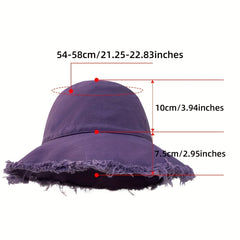 Candy Washed Bucket Hat Wide Frayed Brim Denim