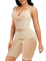 Mesh Shaping Romper V Neck Tummy Control Butt Lift Slimming Body Shaper