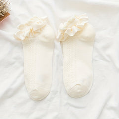 3 Pairs Twist Textured Socks Sweet & Ruffle Short Socks Women's Stockings