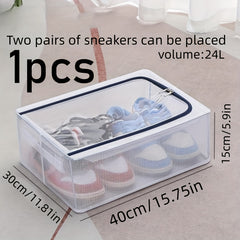 Clear Shoe Storage Box PVC Shoe Packaging Container Wardrobe Organizer