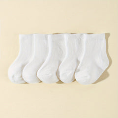 5 Pairs Soft Breathable Cotton Socks Baby Boys Girls