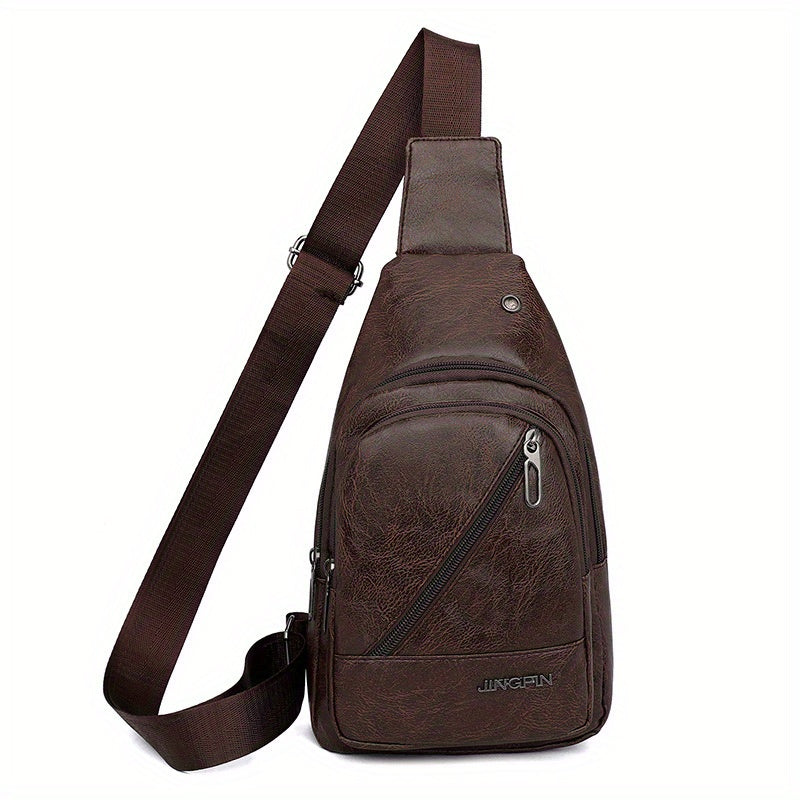 Vintage Layer Chest Bag Retro PU Crossbody Bag Sling Bag