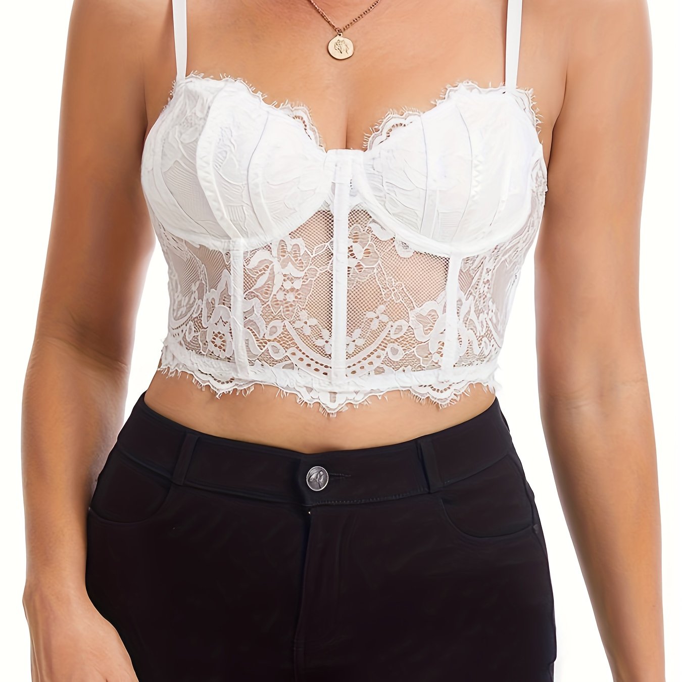 Lace Stitching Cami Corset Bustier Push Up Tummy Control