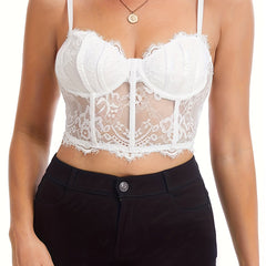 Lace Stitching Cami Corset Bustier Push Up Tummy Control