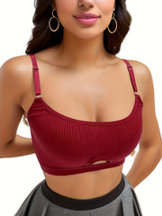 Ribbed Bra & Panties Set Seamless Wireless Lingerie Women's Underwear