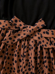Leopard Colorblock Long Sleeve Jumpsuit for Girls