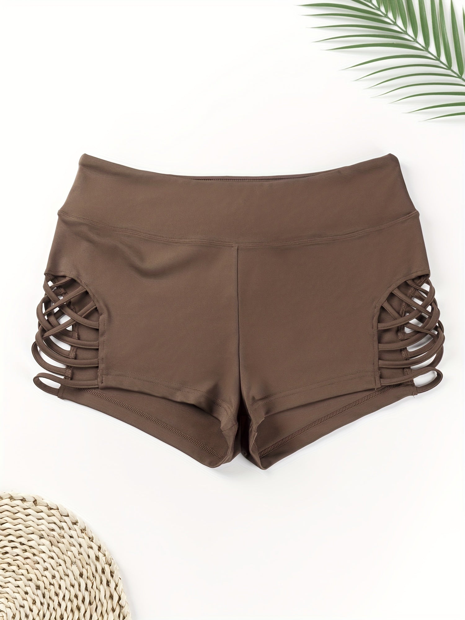 Cut Out Criss Cross High Rise Fitness Shorts
