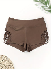 Cut Out Criss Cross High Rise Fitness Shorts