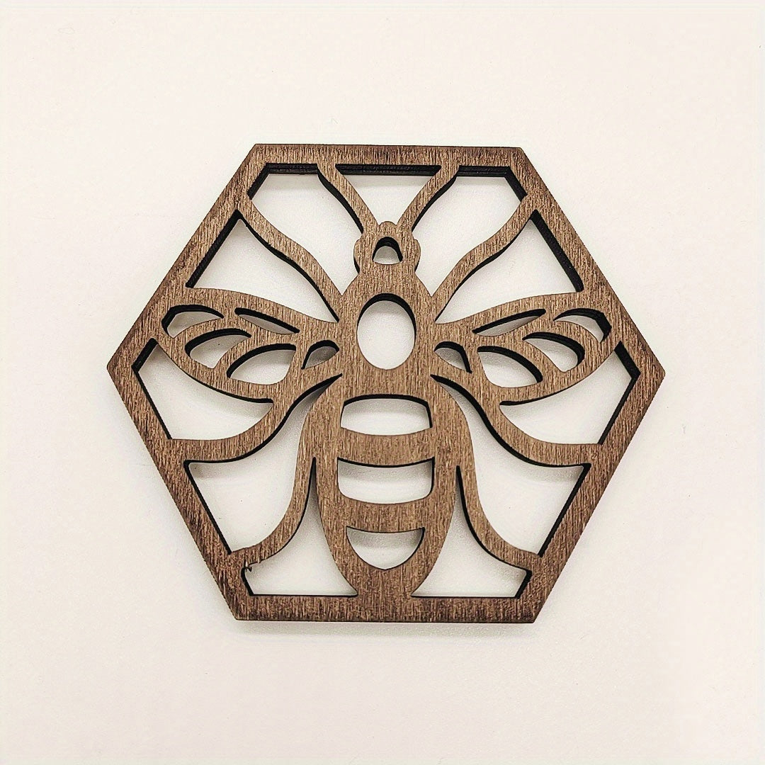 Honeycomb Bee Wooden Ornament Creative Honeycomb Coaster Pendant Crafts