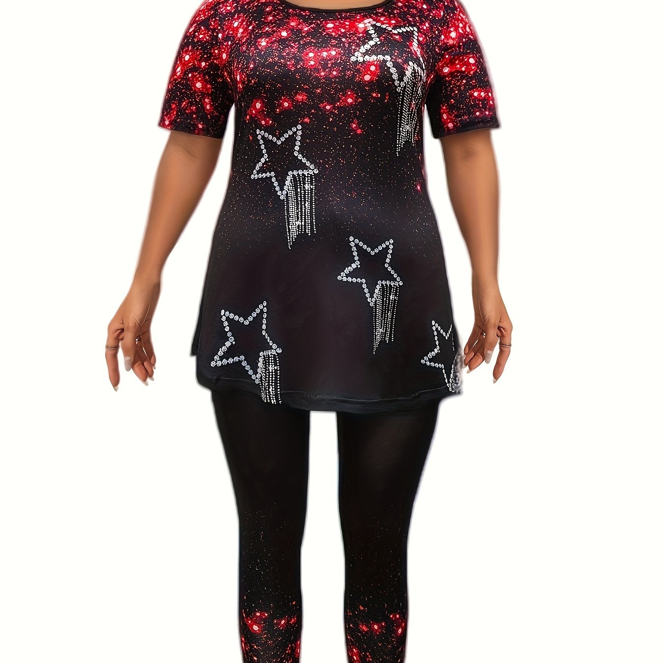 Glitter Star Print Tee & Leggings Lounge Set