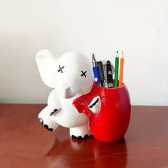 Creative Elephant French Bulldog Pen Cup Resin Pot