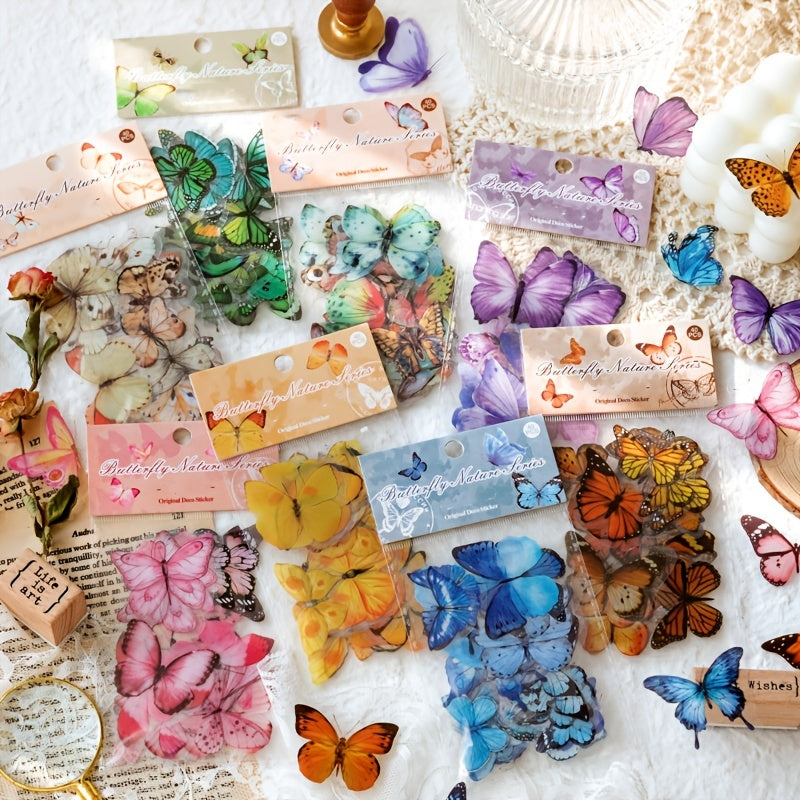 40pcs Butterfly Pocket DIY Decorative Sticker Pack Butterfly Nature Series