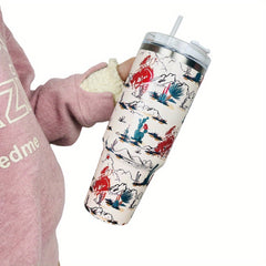 1200ml Scene Print Stainless Steel Water Bottle Leakproof Tumbler Cup