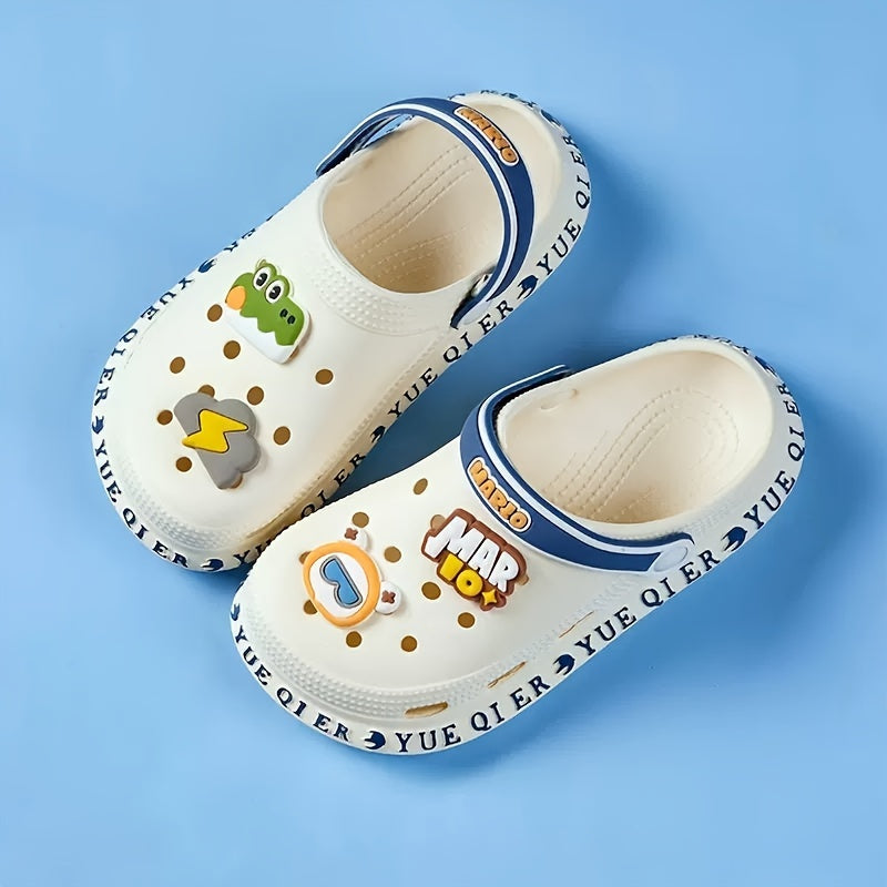 Kid's Hollow Out Backless Clogs w/ Charms Soft Sole Slippers