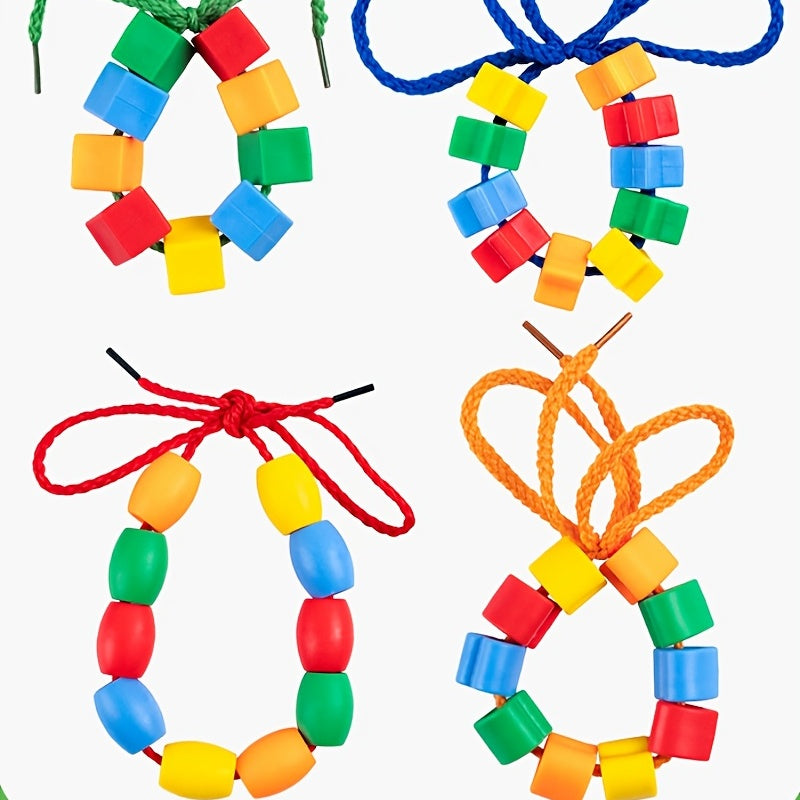 Kids Bead & Block Toys for Concentration Training Random Shapes Mixed