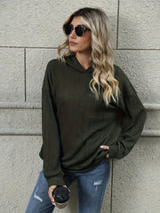 Solid Drop Shoulder Hoodie Long Sleeve Women's Sweatshirt