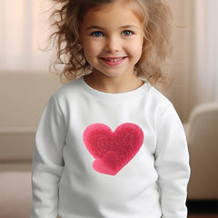 Girls Heart Pattern Crew Neck Sweatshirt For Spring Fall Christmas Gift