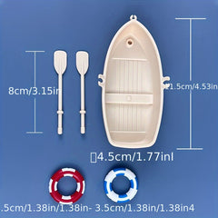 Water Play Boat Bath Toy with Swimming Ring and Fishing Canoe