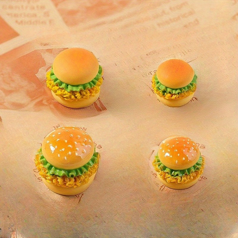 3pcs Resin Hamburger Keychains DIY Crafts Baker Simul