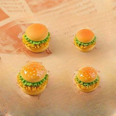 3pcs Resin Hamburger Keychains DIY Crafts Baker Simul