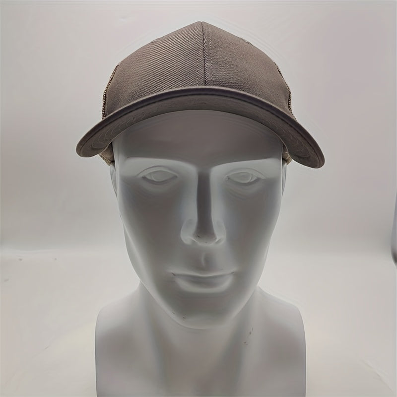 Adjustable Sunshade Mens Mesh Peaked Cap With Embroidery
