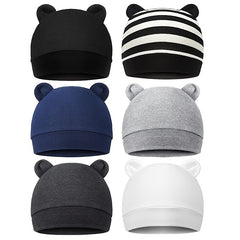 6pcs Newborn Infant Bear Ears Beanie Caps For Toddler Baby Boys And Girls