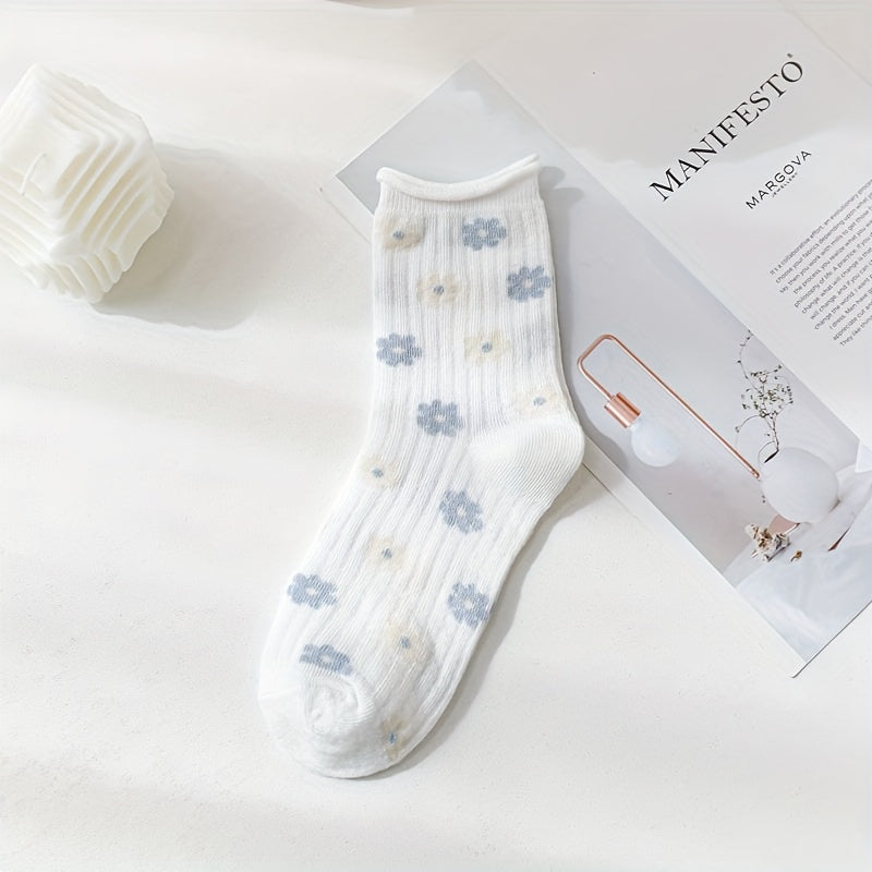 5 Pairs Women's Floral Print Socks