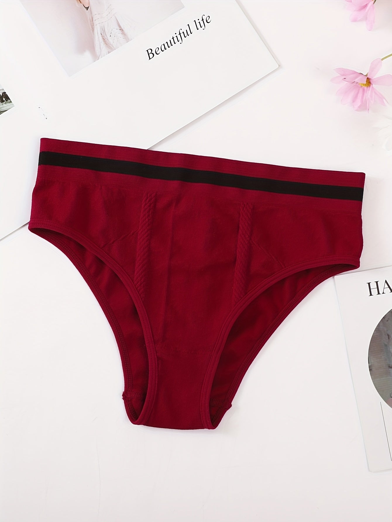 Colorblock Trim Briefs Stretchy Intimates Panties