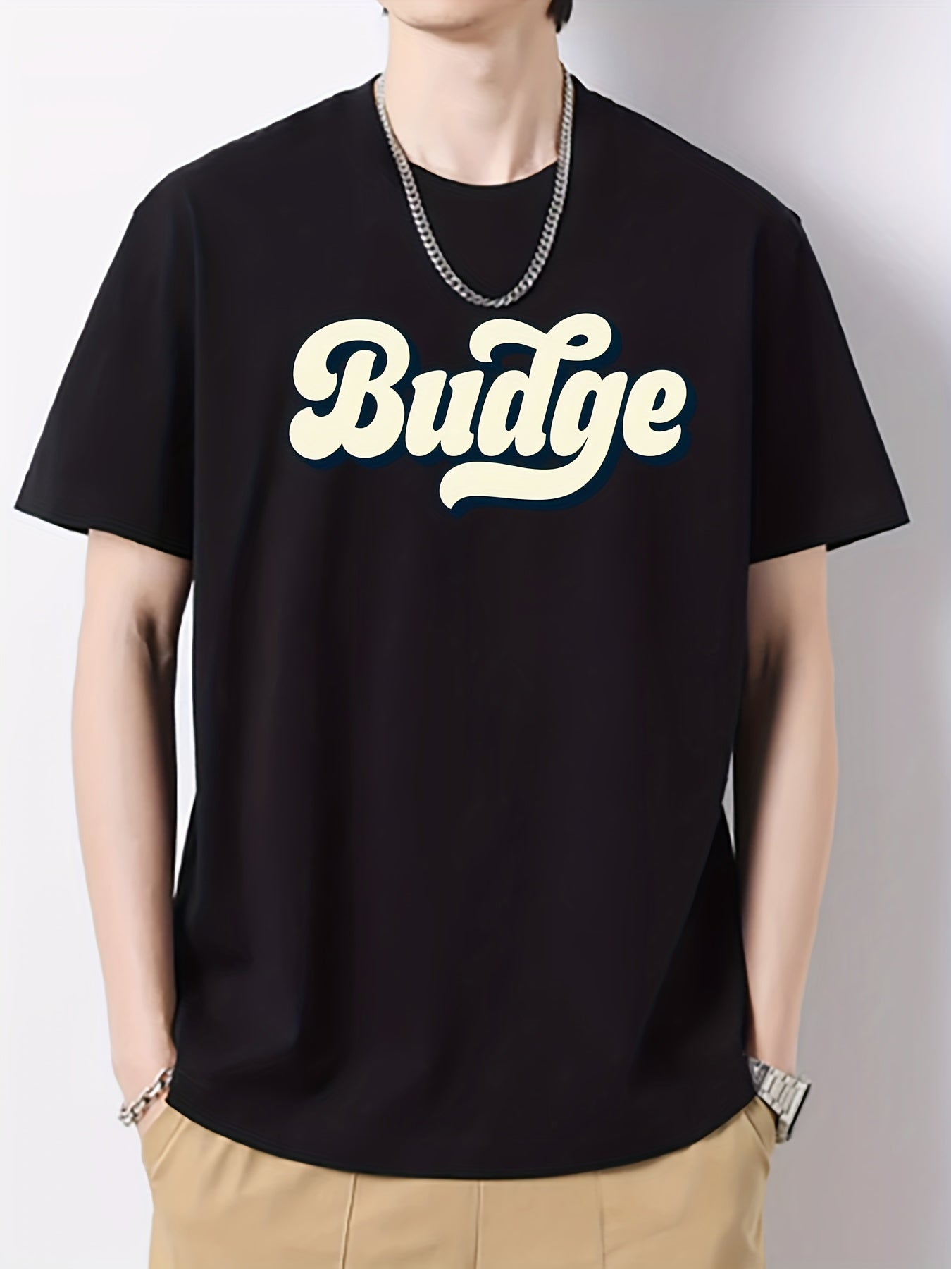 Men's Letter Print Graphic Crew Neck Active T-shirt