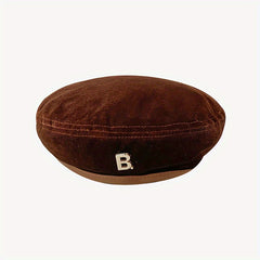 Vintage Velvet Beret Cap Classic Octagonal Hat for Women