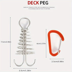 8pcs Tent Pegs w/ Stainless Steel Spring Carabiner for Camping Tents