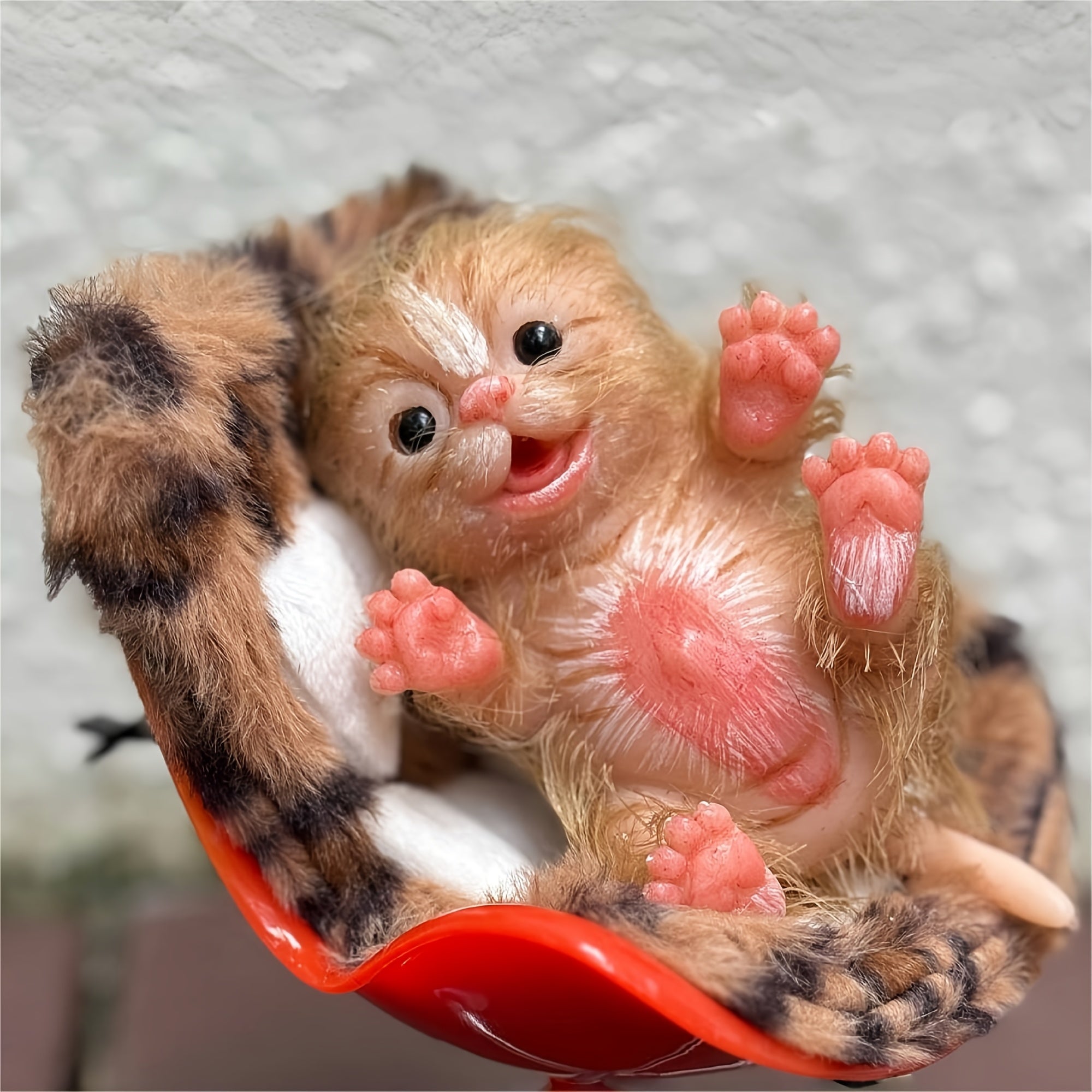 6 Inch Hand Painted Silicone Cat Reborn Doll Soft Silicone Tabby Easter Gift