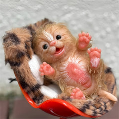 6 Inch Hand Painted Silicone Cat Reborn Doll Soft Silicone Tabby Easter Gift