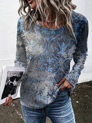 Crew Neck Sweatshirt All Over Print Women's Clothing
