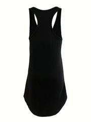 Cat Print Lounge Dress Crew Neck Sleeveless Home Dress Women's Loungewear