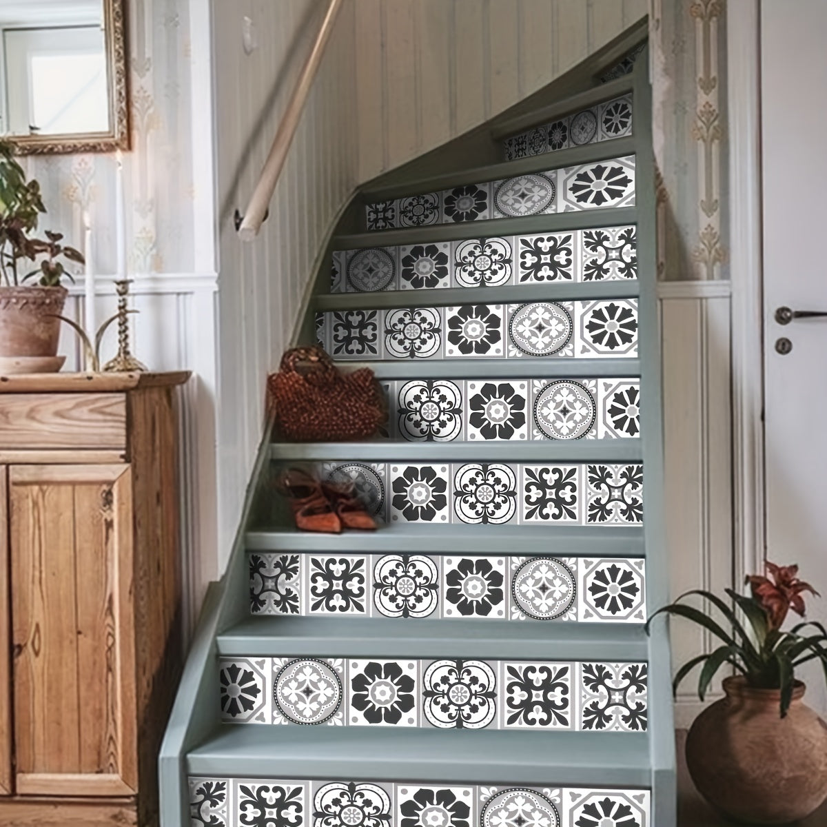 Moroccan Pattern Stair Sticker Self-adhesive Waterproof Tile Sticker
