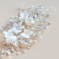 Rhinestone Flower Hair Comb Head Jewelry for Women